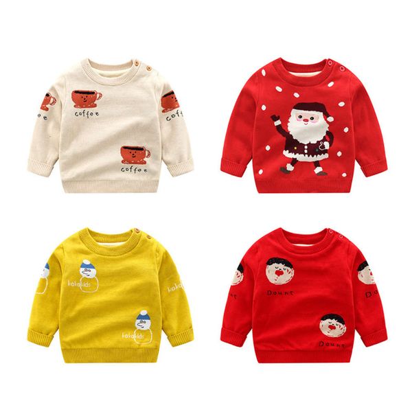 

new winter children's sweater wool christmas cartoon plush thickened boys' and girls' warm top, Blue