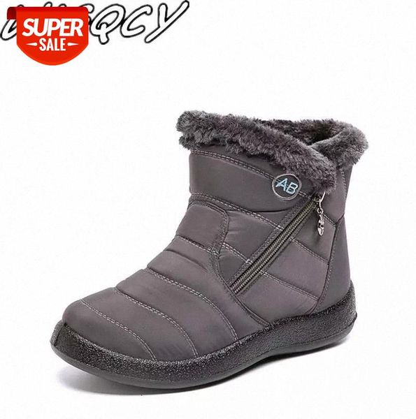 

2019 new warm snow boots women's shallow plus velvet waterproof zipper women's boots retro winter flat short tube botas mujer #tq2, Black