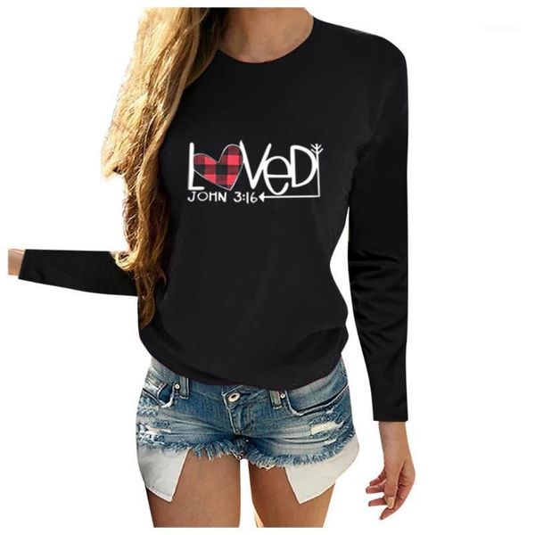 

women casual long sleeve o neck letter print heart-shaped women t-shirt summer valentine's day casual short sleeve o neck1, White