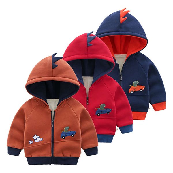 

children's plush and thickened coat 2019 winter new fce lined baby hooded cardigan, Black