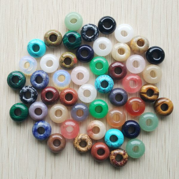

fashion good quality natural stone mixed round shape big hole beads for bracelet charms 50pcs/lot wholesale 200930, Black