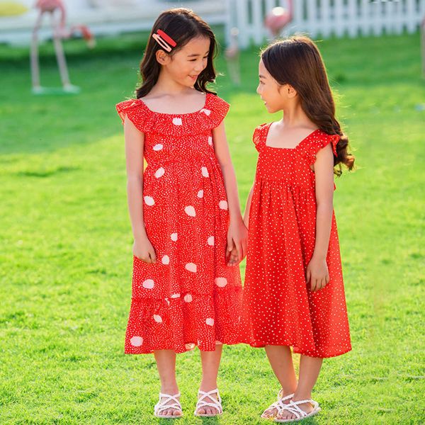 

super girls' foreign 2020 new summer sle loose middle school children's drs little girl holiday skirt a480 5leq, Red;yellow