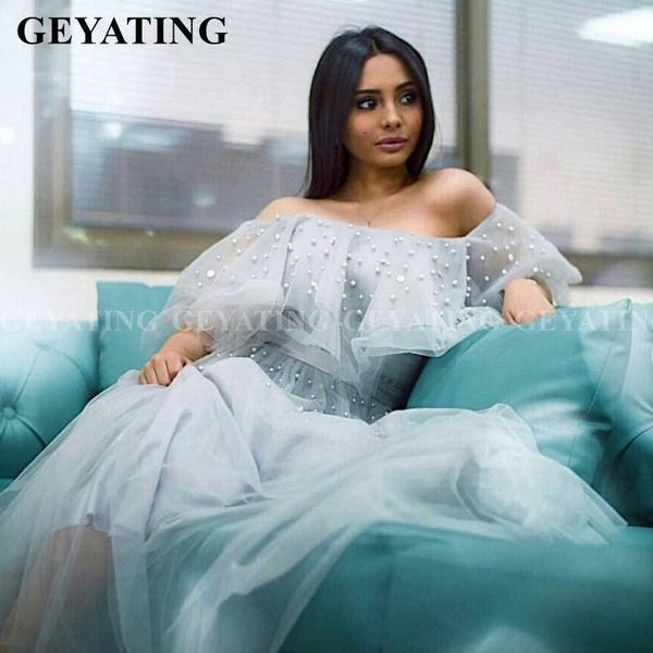 

elegant off shoulder blue pearls arabic evening gowns women dubai formal dresses 2020 special occasion dress prom party gowns1, White;black