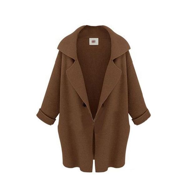 

women's trench coats casaco feminino women plus size blend coat autumn winter classic simple wool maxi long female robe outerwear mante, Tan;black