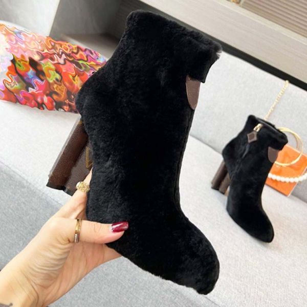 

classics winter snow boots real fur slides leather waterproof warm knee high boot fashion booties with box by shoe10 52, Black
