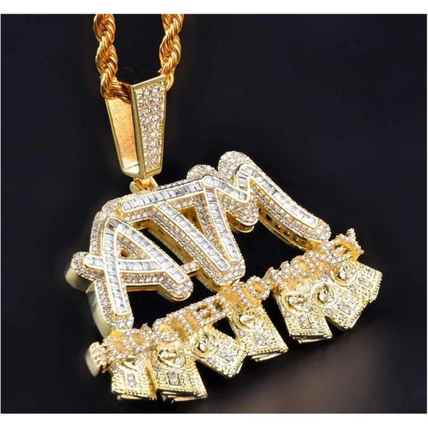 

iced out addicted to money pendant gold silver plated micro paved cubic zircon mens hip wmtwgm queen66