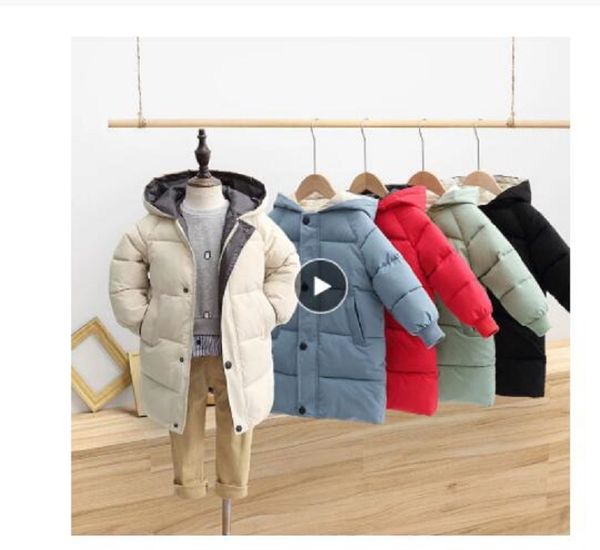 

children's down coat winter teenage baby boys girls cotton-padded parka & coats thicken warm long jackets toddler kids outerwear, Blue;gray