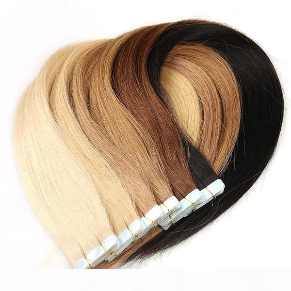 

elibess hair tape in hair extensions 2.5g piece 40pcs lot silky straight skin weft remy hair, Black