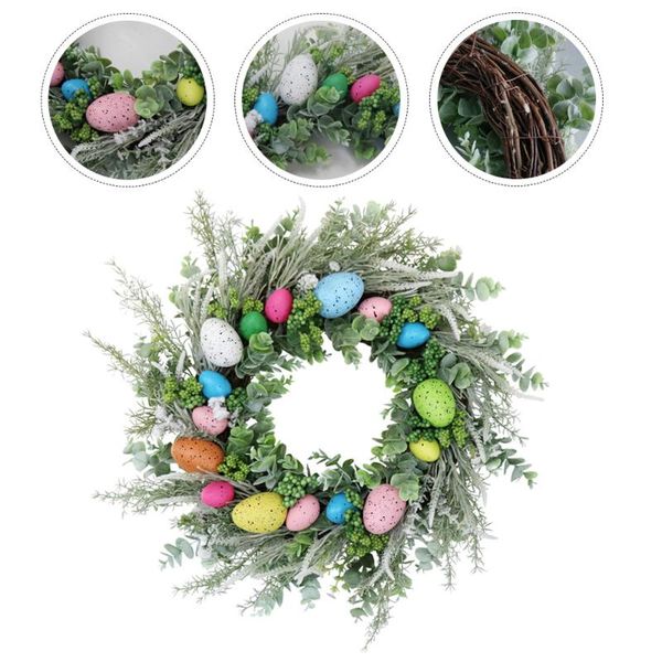 

1pc artificial floral wreath easter festival garland wall dangling decoration