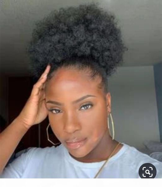 

120g 4c afro kinky curls ponytailer cabelo humano natural clip in ponytails hair pieces haarstukje paardenstaart met, Black