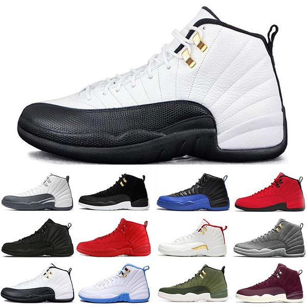 

classic jumpman 12 12s men basketball shoes taxi game royal flu game bulls black white mens trainers sports sneakers size 7-13