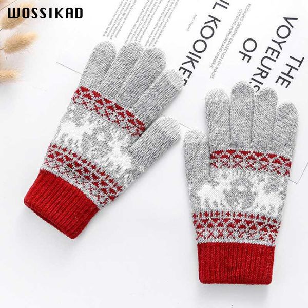 

gloves women touch screen winter gloves knitting christmas driving rekawiczki luvas de inverno guantes modis1, Blue;gray