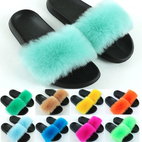 

women fur fluffy flat slippers ladies casual solid color shoes fashion plus size female furry plush outdoor slides#1, Black