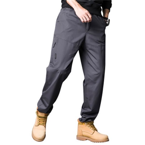 

mens autumn winter loose pants casual pockets straight plus size fashion cargo pants casual high waist pants, Black