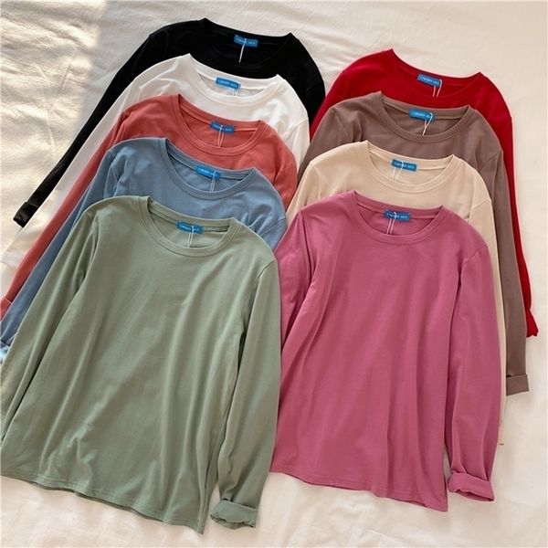 

9 solid color long sleeve white t shirt women harajuku vintage loose basic tshirt korean style streetwear t-shirt autumn winter 201028