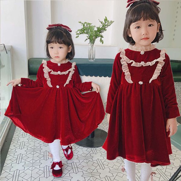 

red drs winter thickened girl's plush princs lolita children's skirt, Red;yellow