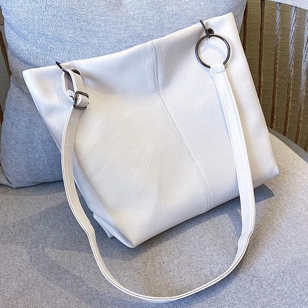 

fashion women's outdoor solid color large capacity leather handbag shoulder bag