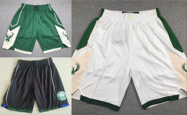 

2020 milwaukee bucks men stitched breathable pants classic basketball shorts, Black