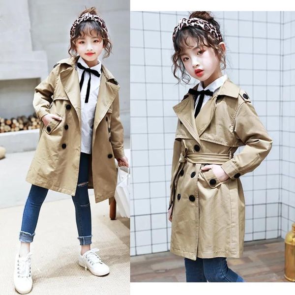 

girls jacket girl coat kids jas trench double breast windbreaker for girl kids jacket for 5-12 years children cardigan outwear, Blue;gray