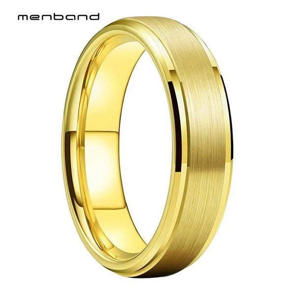 

wedding rings women band yellow gold tungsten carbide ring with beveled brushed finish 6mm box available, Slivery;golden