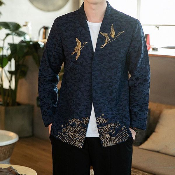 

spring/summer chinese clothing for men vintage full sleeve collar linen jacket tang suit hanfu china style, Black;brown