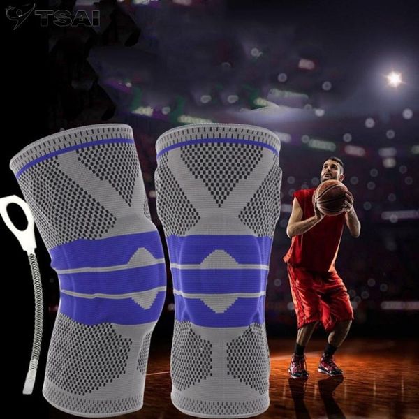 

2020 full knee protector autumn winter full season elastic breathable knee pads support brace relief prevent sports s-xl, Black;gray
