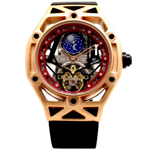 

mechanical creative weituo hollow eurasia flywheel watch high grade men's automatic watch hh2r, Slivery;brown