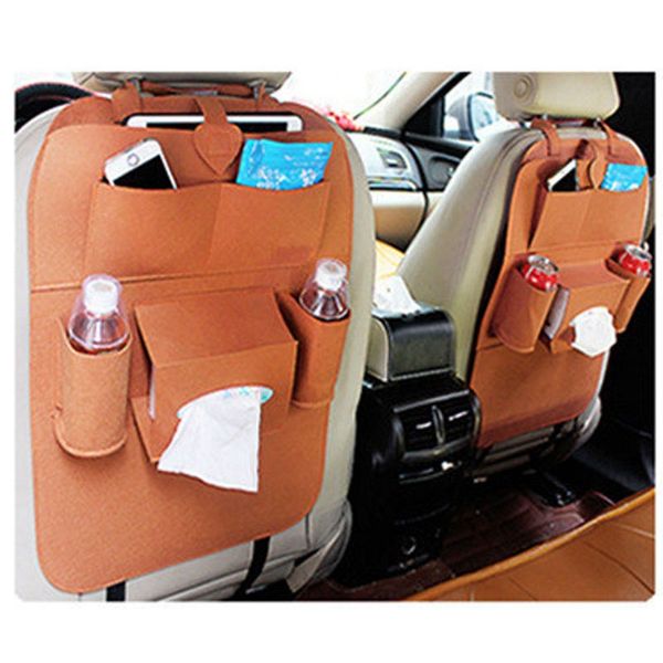 

car seat back storage bag organizer holder felt cloth multi-pocket auto car storage organization hanging bag washable pouch vtky2339