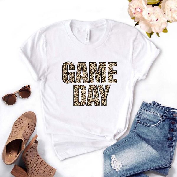 

game day leopard print women tshirt cotton casual funny t shirt gift for lady yong girl tee drop ship pm-21, White