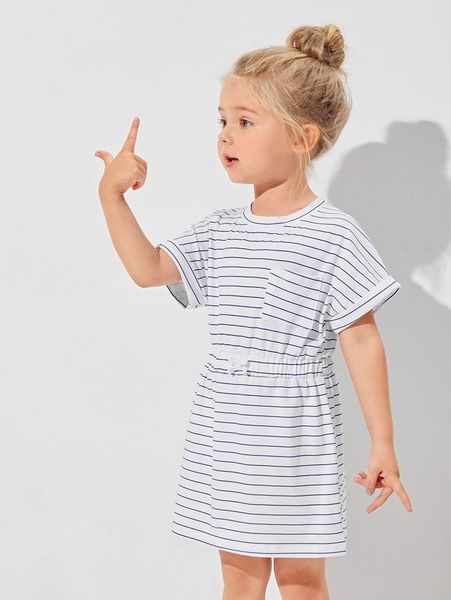 

toddler girls elastic waist striped dress she, Red;yellow