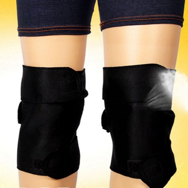 

1 pair tourmaline self-heating knee pads fabric brace support kneepad pain relief sleeves pads magnetic therapy arthritis w1, Black;gray