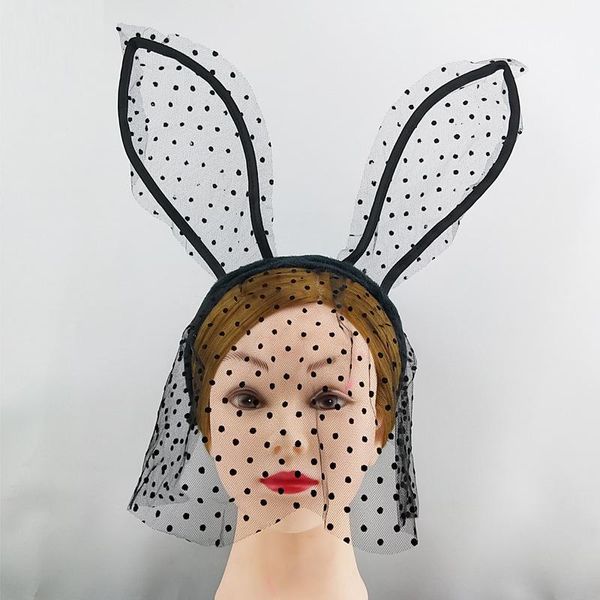 

girl women lace headdress ear veil headband gothic party head harness birthday wedding decoration ball dress up1, Slivery;white