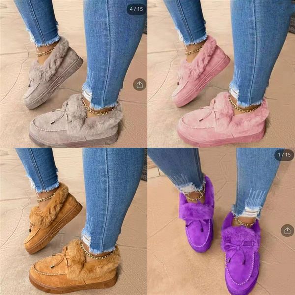 

ojvux women indoor home flat cat plus velvet snow boots style cotton winter warm mop cotton yarn woman fashion house female floor comfort, Black