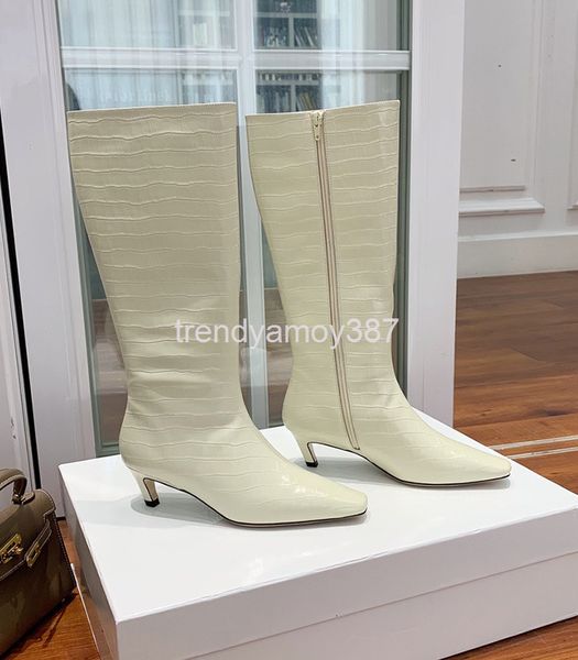 

boots pointed thin heel boots winter women's leather high dating, Black