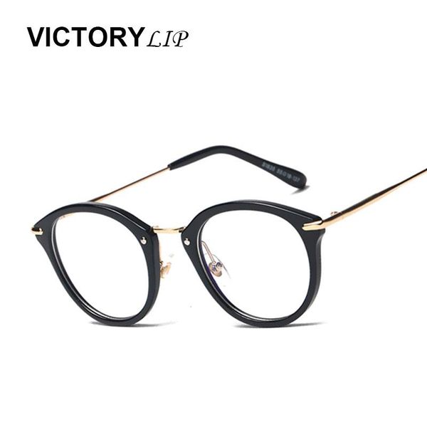 

victorylip metal frame fashion glasses women eyeglasses frame vintage round clear oval lens sun glasses transparent, White;black