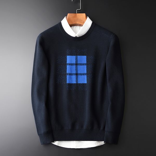 

minglu men sweater fashion geometric pattern jacquard pullovers man sweaters autumn winter cotton computer knitted mens sweaters 201026, White;black