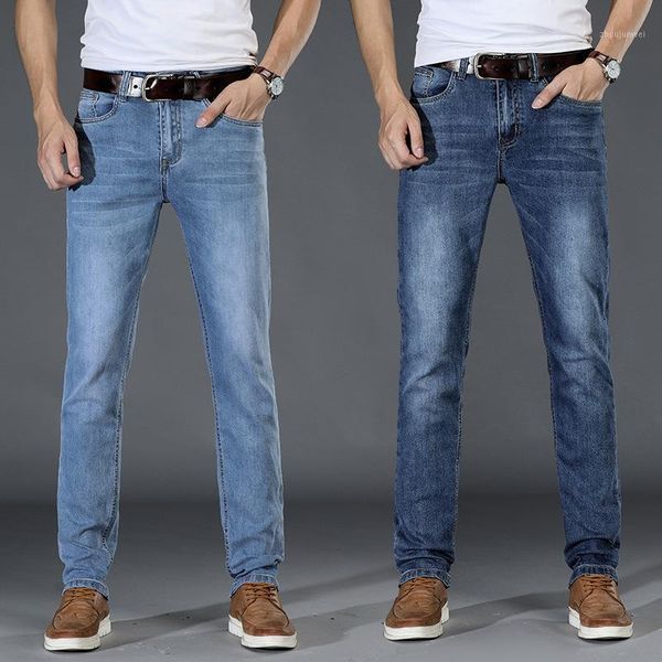 

newly spring autumn fashion men jeans stretch cotton casual simple jeans blue color elastic slim fit vintage designer men1