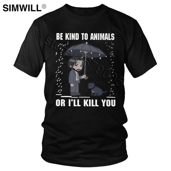 

funny john wick be kind to animals or i'll kill you humor movie fan tee short sleeve summer gift hooded sweatshirt hoodie men t shirt