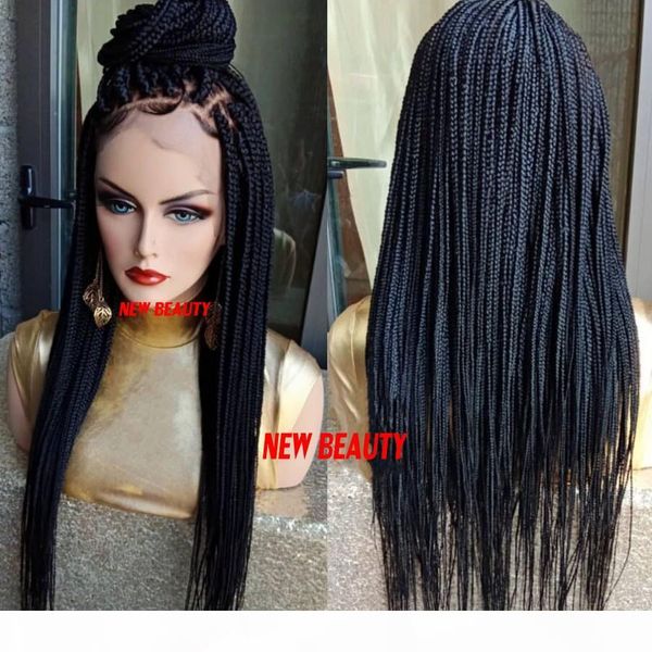 

long black brown blonde burgundy color jumbo braids wig synthetic braiding hair frontal medium braid lace front wig for black women