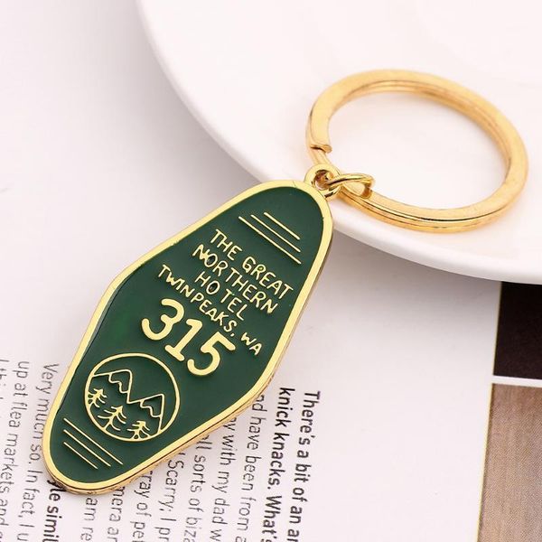 

tv show twin peaks keychain green prismatic metal keyring key chain the great northern l twinpeaks gift for tv show fans1, Silver