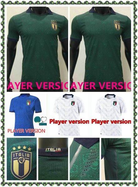 

2020 italy player version soccer jersey #10 insigne candreva shirt mens #19 bonucci romagnoli home away third football uniform, Black;yellow