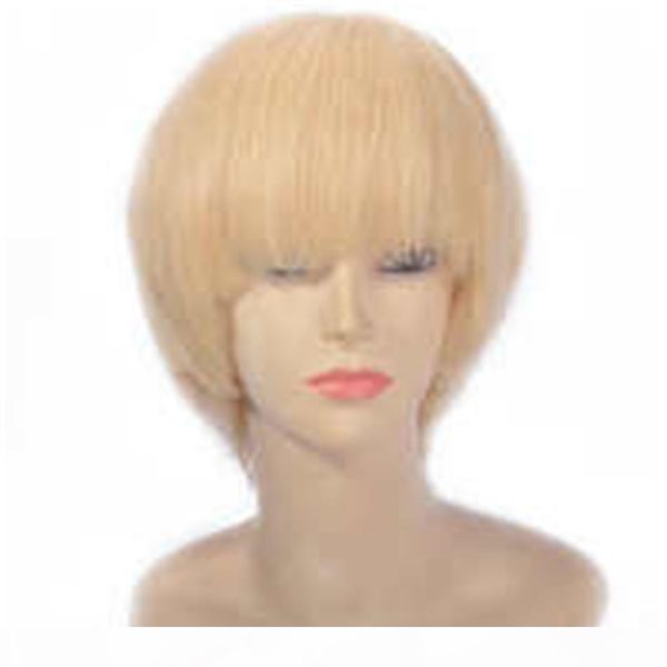 

brazilian blonde full lace wigs natural hairline straight lace front wig 613 short human hair wig, Black;brown