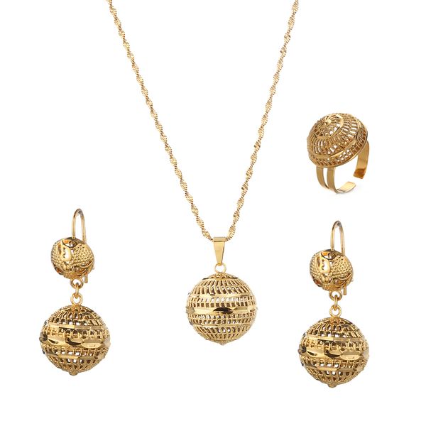 

dubai gold ethiopian ball necklace earrings african jewelry sets for israel sudan arab women, Silver