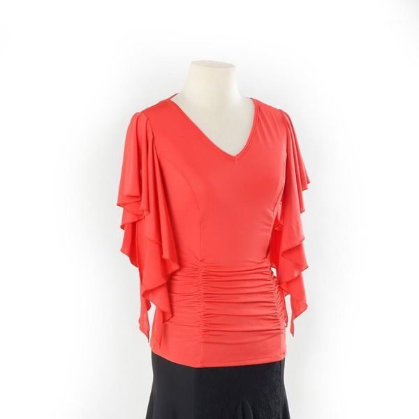 

2020 dansangels modern red v-neck short sleeves latin dance for women/female waltz ballroom costume performance wear1, Black;red