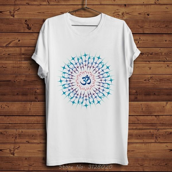 

sport mandala or sri chakra energy generator cool t-shirt men summer cotton new short sleeve white buddha t shirt