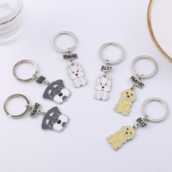 

keychain dog keychain lovers friends gift cute schnauzer dog key ring animal heart key ring jewelry car gift bag charm1, Silver