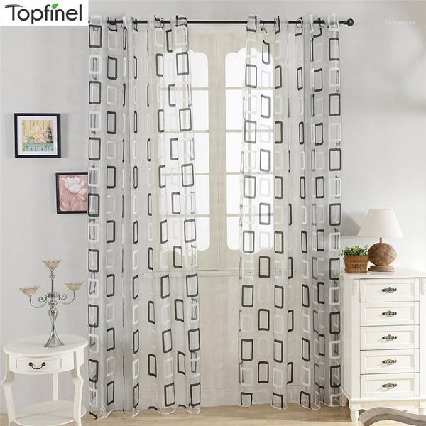

chic black plaid tulle for window sheer curtains for living room kitchen bedroom curtain window panel modern minimalism1