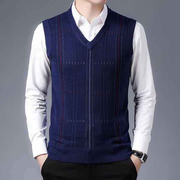 

autumn and winter knitwear men's solid color v-neck jacket korean warm sweater vest, Black;white