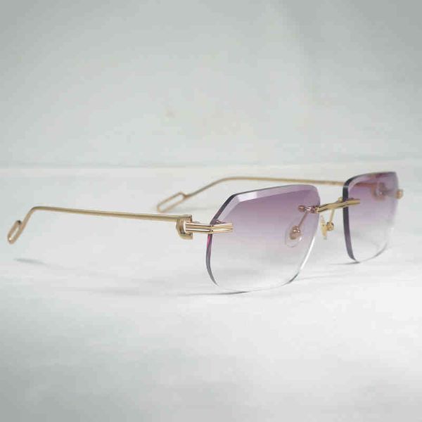 

2022 factory wholesale new vintage diamonds cutting sunglasses men oculos rimless shadow metal frame clear glasses for women accessories gaf, White;black