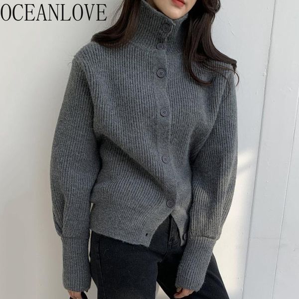 

oceanlove водолазка cardigans solid однобортного solid vintage кореянка свитер фонарики рукав mujer chaqueta 19141, White